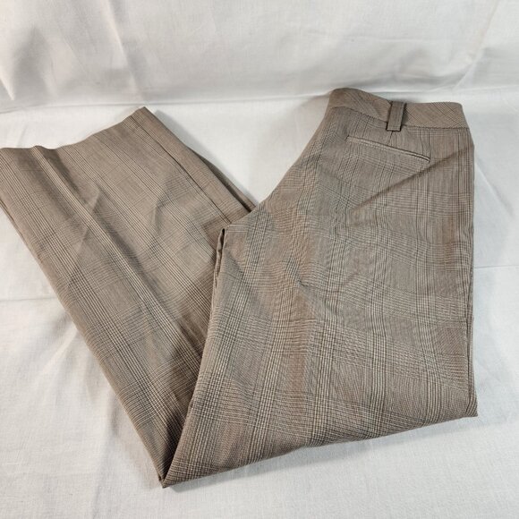 AB Studio Women's Professional Pants Size 4 Beige Plaid Straight Trousers Slacks - Picture 8 of 9